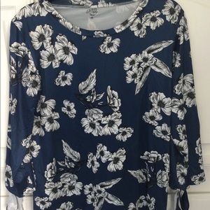 Blue Top with accent sleeves